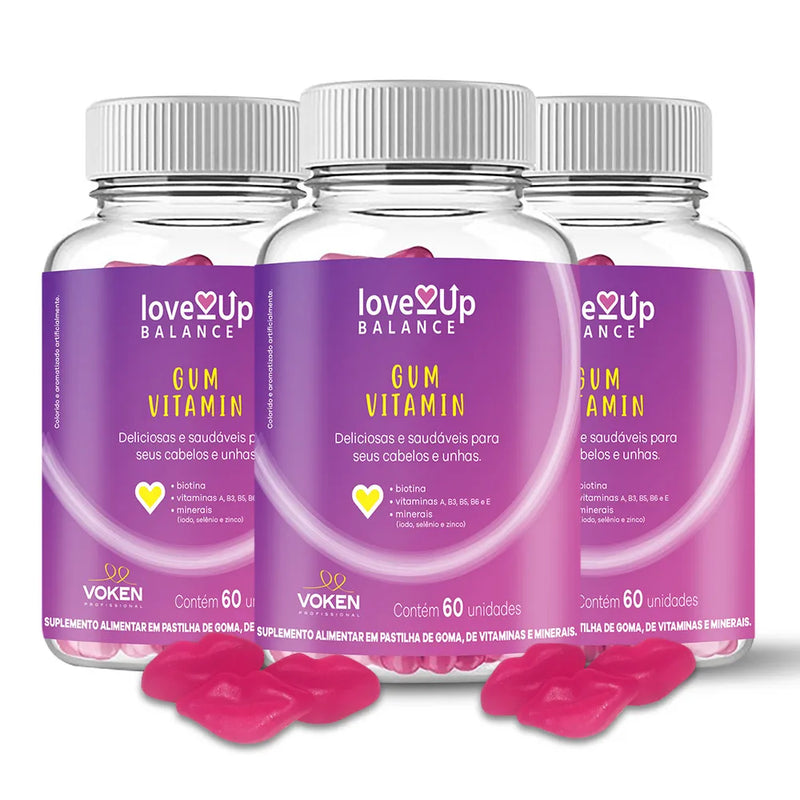Love UP Gum Vitamin 3 Potes com 60 unidades cada