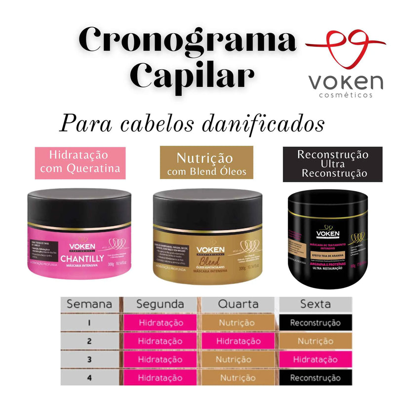 Voken Cronograma Capilar Cabelos Danificados