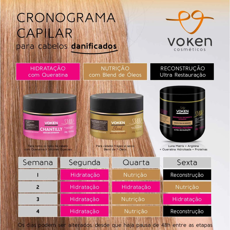 Voken Cronograma Capilar Cabelos Danificados